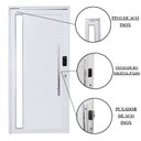 Ver imagem 4 de Porta Pivotante de Alumínio 210 x 100cm com Visor e Fechadura Digital Linha 30 Abertura Esquerda Branco Esquadrias Bergamo
