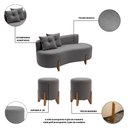 Ver imagem 3 de Conjunto Sofá Curvo Orgânico + 02 Puff Luna Boucle Cinza - Montanaris Decor