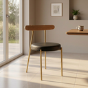 Ver imagem 1 de Cadeira Sala de Jantar Lizzie Base Tubular Dourado Encosto Castanho PU D03 - D'Rossi
