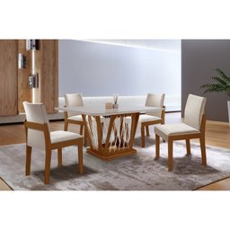 Conjunto Mesa Harpa 135cm e 4 Cadeiras Mônaco Yescasa - 2 Conjunto Mesa Harpa 135cm e 4 Cadeiras Mônaco Yescasa - 2