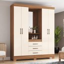 Ver imagem 5 de Guarda-roupa 04 Portas e 03 Gavetas Nápole Nature Off White - Henn - Briz