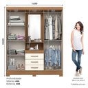 Ver imagem 3 de Guarda-roupa 04 Portas e 03 Gavetas Nápole Nature Off White - Henn - Briz