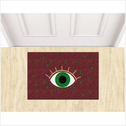 Tapete Capacho Divertido Olho Magico Fundo: Bordo - 1