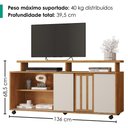 Ver imagem 3 de Rack Bancada para TV 50 pol 1 Porta 136 cm Maxx Cedro Areia Rudk