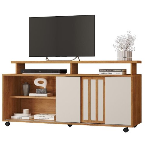 Rack Bancada para TV 50 pol 1 Porta 136 cm Maxx Cedro Areia Rudk