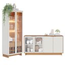 Ver imagem 1 de Conjunto para Sala de Jantar Buffet Aparador e Cristaleira com Led Off White Freijó Colibri