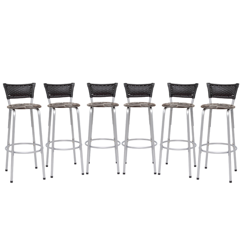 Kit 6 Banquetas Alta Banco para Balcão Junco Preto Àrea Gourmet Ilha Bancada bares Churrasqueira
