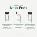 Ver imagem 3 de Kit 6 Banquetas Alta Banco para Balcão Junco Preto Àrea Gourmet Ilha Bancada bares Churrasqueira