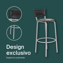 Ver imagem 4 de Kit 6 Banquetas Alta Banco para Balcão Junco Preto Àrea Gourmet Ilha Bancada bares Churrasqueira
