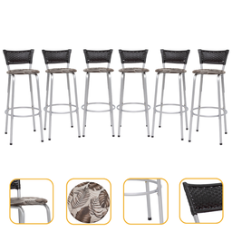 Kit 6 Banquetas Alta Banco para Balcão Junco Preto Àrea Gourmet Ilha Bancada bares Churrasqueira - 1