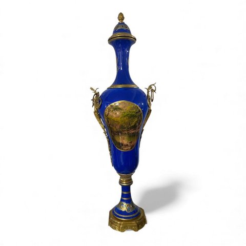 Ânfora em Porcelana Azul Escuro