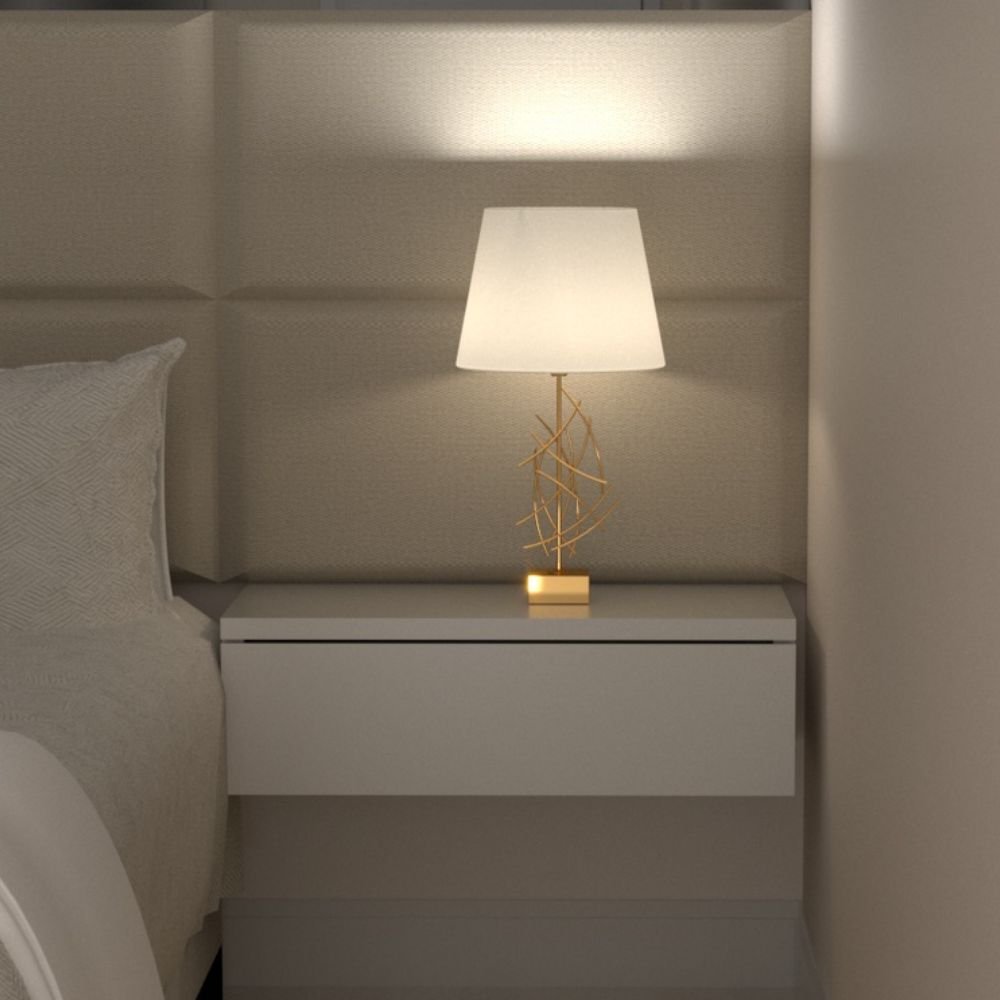 Mesa de Cabeceira com Gaveta 40 Cm Mdf Branco Fj Decor Suspensa - 4