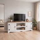 Ver imagem 1 de Rack para TV até 63 Polegadas Madeira Maciça 170,2cm 2 Portas Madrid Branco e Cera Carvalho