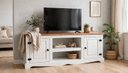 Ver imagem 5 de Rack para TV até 63 Polegadas Madeira Maciça 170,2cm 2 Portas Madrid Branco e Cera Carvalho