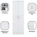 Ver imagem 6 de Sapateira Armário Multiuso Gold 2 Portas 6 Prateleiras 61cm MDF-MDP Branco Demóbile