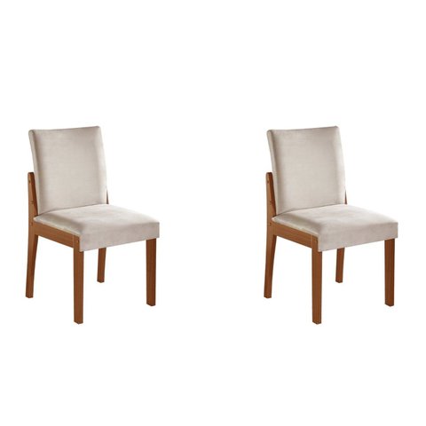 Conjunto 2 Cadeiras Mônaco Yescasa Marrom/Castanho Cinamomo/Creme