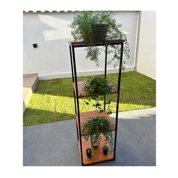 Estante Decorativa Ferro Madeira Artesanal Multiuso jardim cozinha quarto MINAS ARTE PRÓPRIA estante - 1