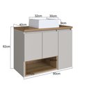 Ver imagem 3 de Gabinete Suspenso para Banheiro Cecília 80cm com Cuba 3 Portas Mel/Arenas - Faema Móveis