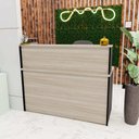 Ver imagem 3 de Balcão Atendimento Recepção Consultório com Gaveta 120x60cm Bege/Carvalho