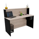 Ver imagem 4 de Balcão Atendimento Recepção Consultório com Gaveta 120x60cm Bege/Carvalho