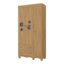 Ver imagem 2 de Guarda-roupa Infantil 92cm com Vidro 3 Portas e 2 Gavetas Suspiro Multimóveis Mp4457 Madeirado