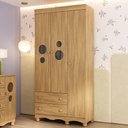 Ver imagem 1 de Guarda-roupa Infantil 92cm com Vidro 3 Portas e 2 Gavetas Suspiro Multimóveis Mp4457 Madeirado