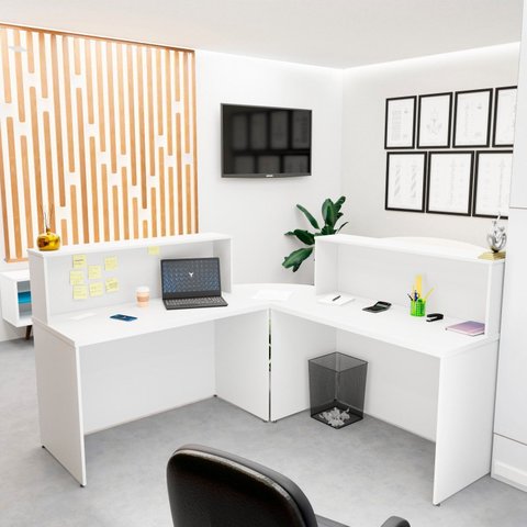 Balcão Atendimento de Canto em L Recepção Consultório 120x60cm