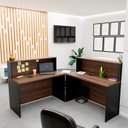 Ver imagem 1 de Balcão Atendimento De Canto Em L Recepção Consultório 120x60cm