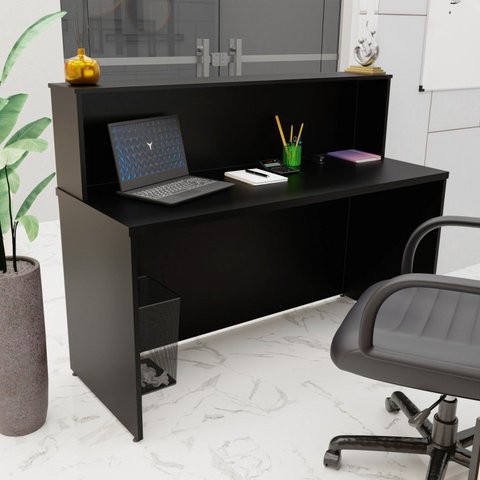 Balcão Atendimento Recepção Consultório 140x60cm Preto