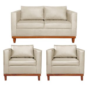 Kit Sofá 3 Lugares e 2 Poltronas Europa 180 cm Estilo Conforto e Elegância Corano - Doce Sonho Móvei