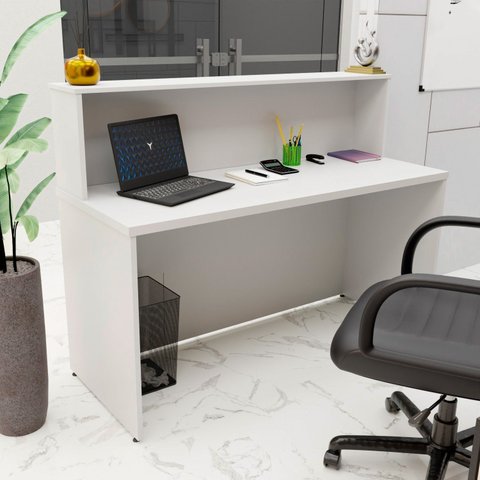Balcão Atendimento Recepção Consultório 140x60cm Branco