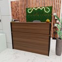 Ver imagem 5 de Balcão Atendimento Recepção Consultório 140x60cm Marrom/Nogal