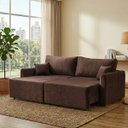Ver imagem 1 de Sofa Cama 3 Lugares 2,00 m Pé de Madeira Los Angeles:Marrom/Veludo
