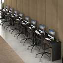 Ver imagem 1 de Mesas de Escritório Plataforma 8 Lugares Modelo Side To Side - 7,20 X 0,45 com Caixa Tomada - Preto