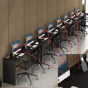 Ver imagem 3 de Mesas de Escritório Plataforma 8 Lugares Modelo Side To Side - 7,20 X 0,45 com Caixa Tomada - Preto