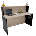 Ver imagem 5 de Balcão Atendimento Recepção Consultório 140x60cm com Gaveta Bege/Carvalho
