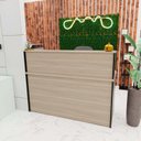 Ver imagem 2 de Balcão Atendimento Recepção Consultório 140x60cm com Gaveta Bege/Carvalho