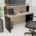 Ver imagem 1 de Balcão Atendimento Recepção Consultório 140x60cm com Gaveta Bege/Carvalho
