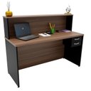 Ver imagem 3 de Balcão Atendimento Recepção Consultório 140x60cm com Gaveta Marrom/Nogal