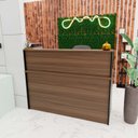 Ver imagem 2 de Balcão Atendimento Recepção Consultório 140x60cm com Gaveta Marrom/Nogal