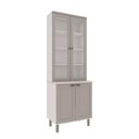 Ver imagem 1 de Cristaleira 80cm 2 Portas Vidro Balcão Mdf Cozinha Modulada Cor:fendi com Branco