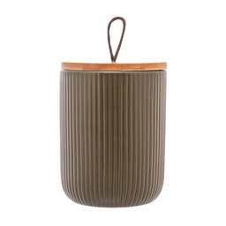 Pote de Cerâmica Hermético com Tampa de Bambu Verde 12,5cm - Lyor - 1