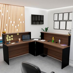 Balcão Atendimento de Canto em L Recepção Consultório 140x60cm