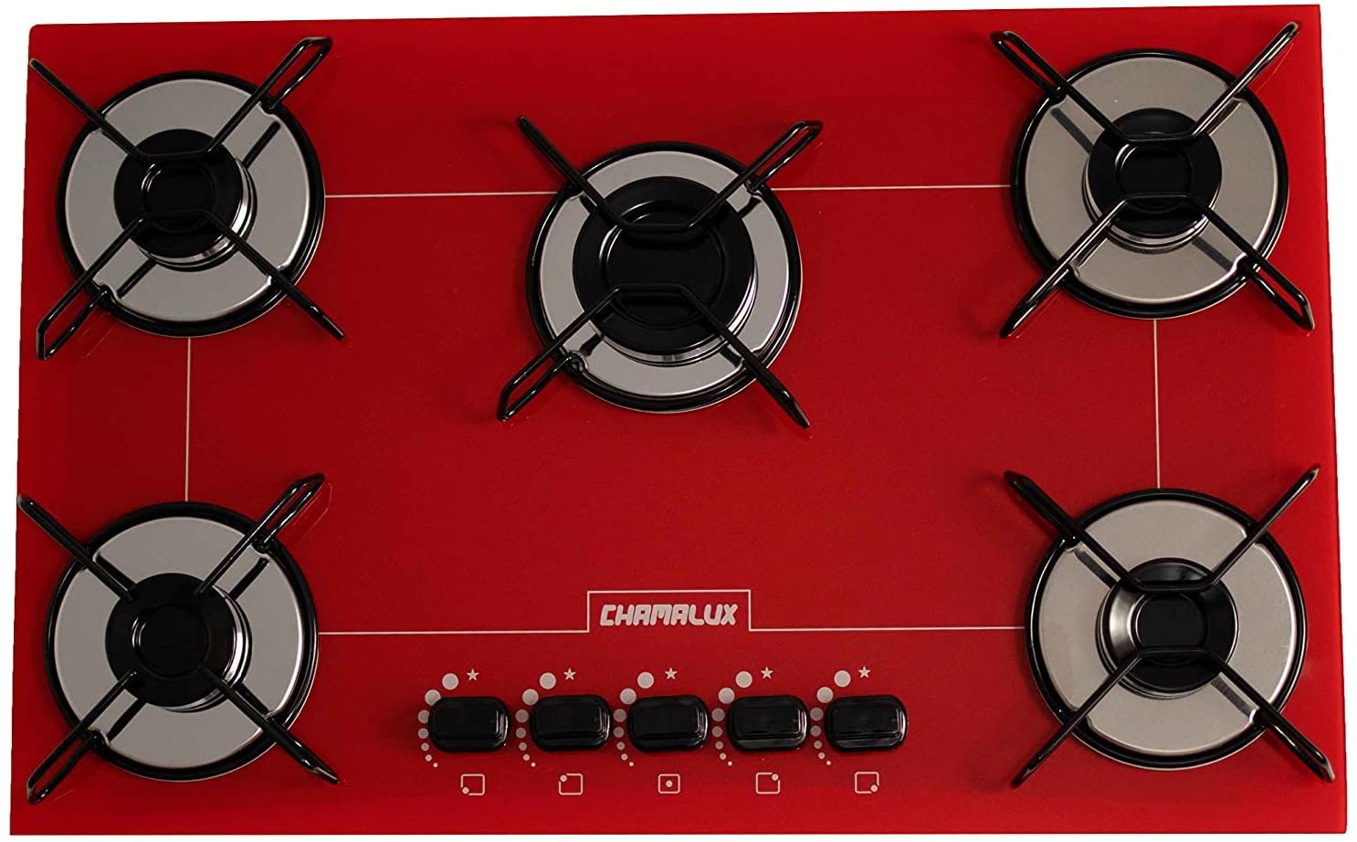 Cooktop 5 Bocas Ultra Chama Vermelho Chapa Chamalux MadeiraMadeira