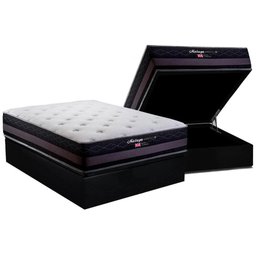 Cama Box Baú Casal: Colchão Molas Herval Maxspring Málaga + Base CRC Suede Black(138x188) - 1
