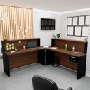 Ver imagem 1 de Balcão Atendimento de Canto para Recepção 2 Gavetas