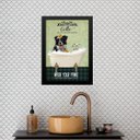 Ver imagem 2 de Quadro Decorativo Banheiro Border Collie 24x18cm:madeira Preta