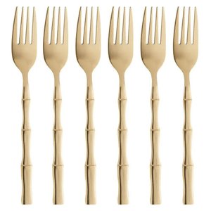 Conjunto 6 Garfos Mesa Bambu Elegant Champanhe 19,8cm 1813