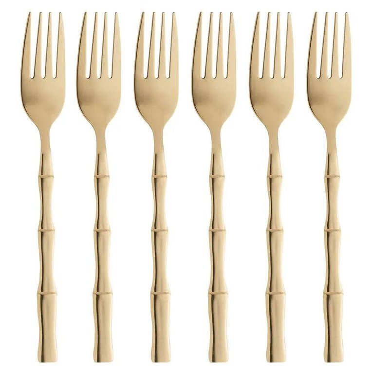 Conjunto 6 Garfos Mesa Bambu Elegant Champanhe 19,8cm 1813