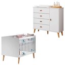 Ver imagem 1 de Berço Americano Ludmila com Cômoda Infantil Duda Branco Acetinado Bétula - Carolina